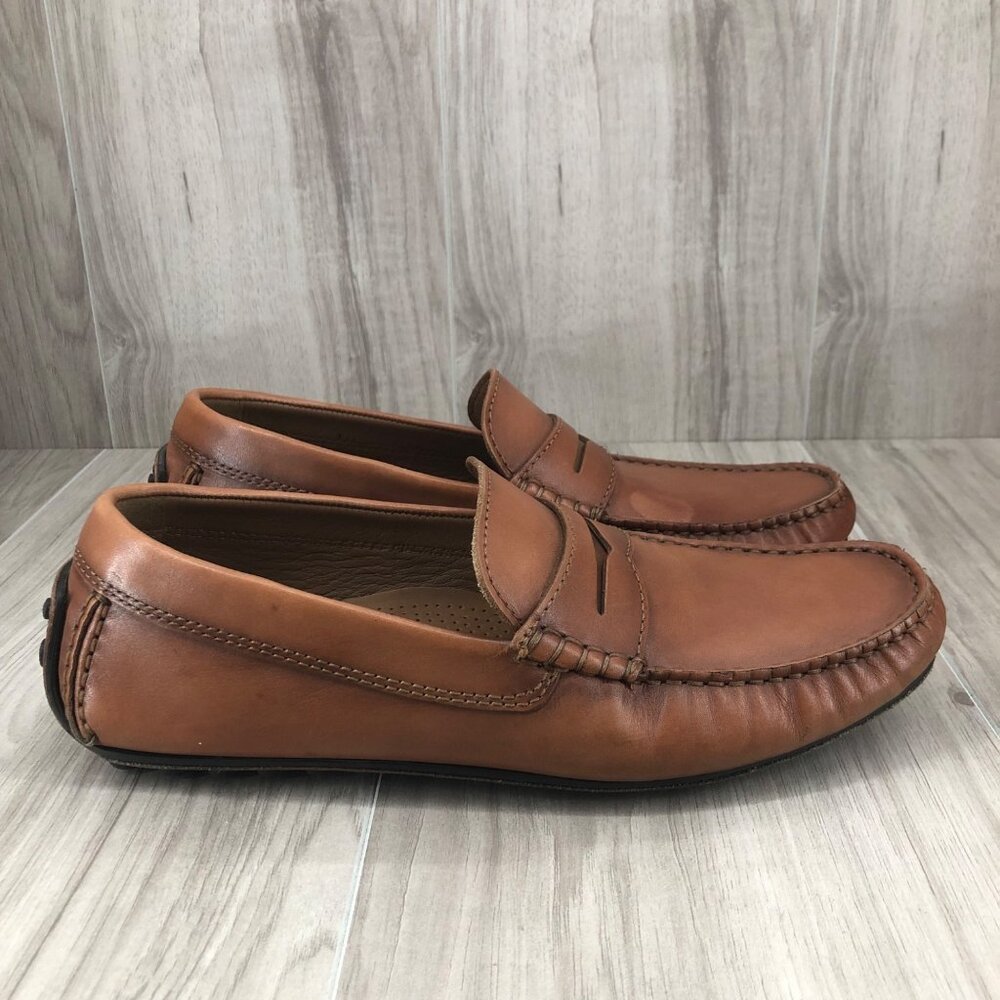 Peter Huber Driving Shoes Mens 8M Maddox Cognac Brown Leather Slip On Shoes